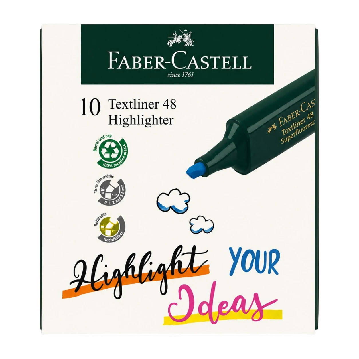 Faber-Castell blue highlighter pack of 10 markers