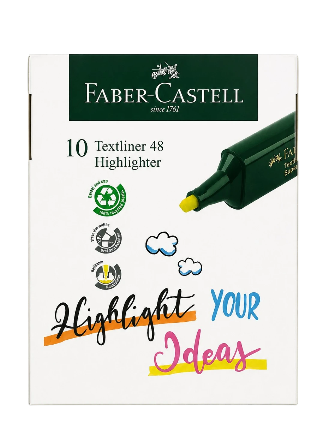 Faber-Castell Textliner 48 yellow highlighter pack of 10 pens