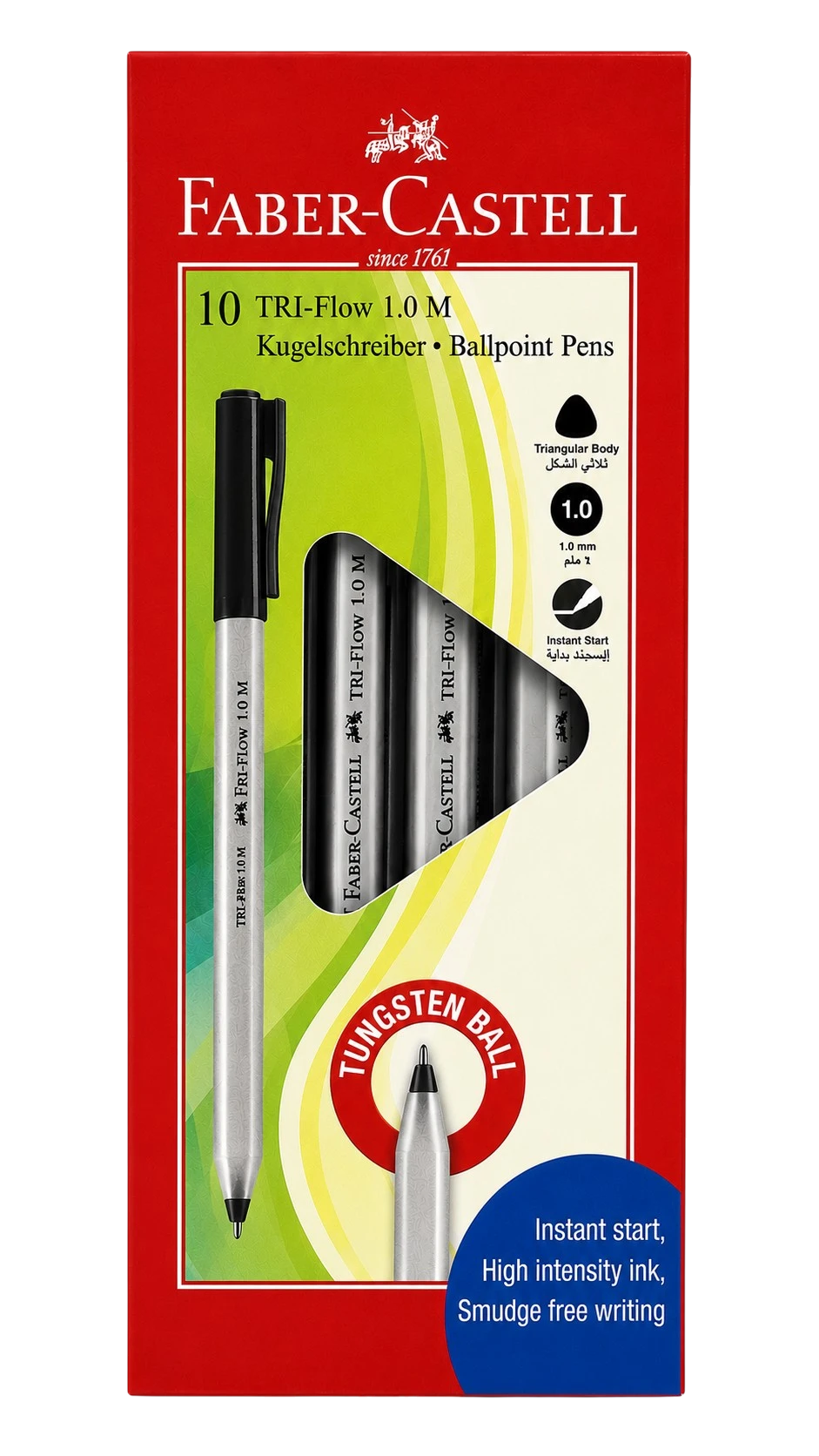 Faber-Castell Tri-Flow Ball Pen 1.0mm black with triangular grip body