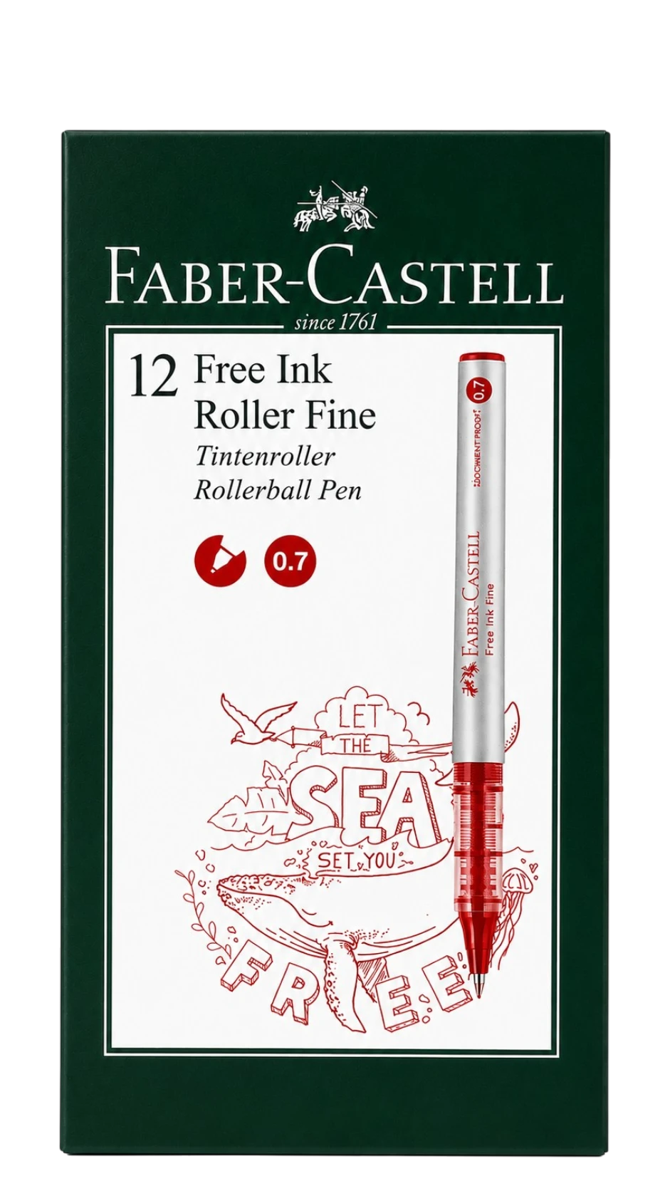 Faber Castell liquid ink roller pen 0.7mm red pack of 12