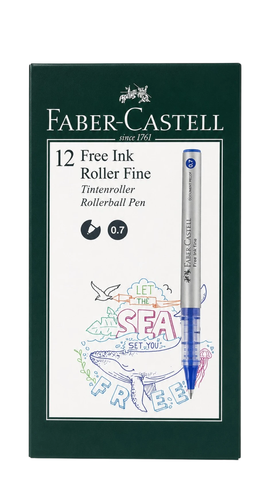 Faber-Castell 0.7mm liquid ink roller pen blue pack of twelve