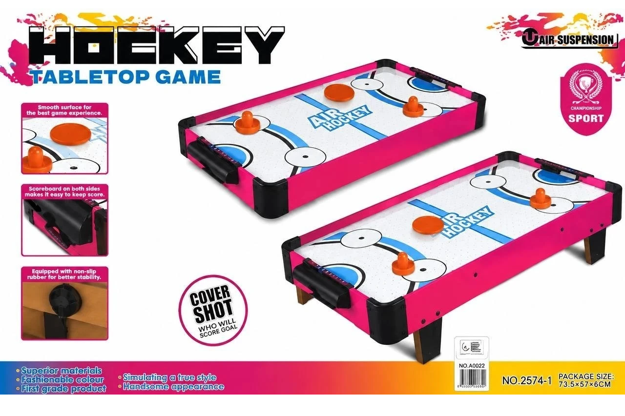 Table Hockey Game Two Views With Orange Paddles
